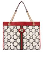 Matchesfashion.com Gucci - Rajah Large Gg Jacquard Tweed And Leather Tote Bag - Womens - White Multi