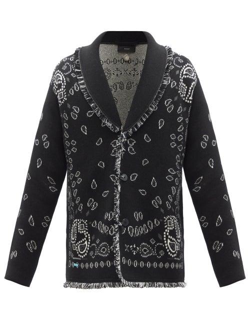 Alanui - Jacquard-knit Cashmere Cardigan - Mens - Blue Multi