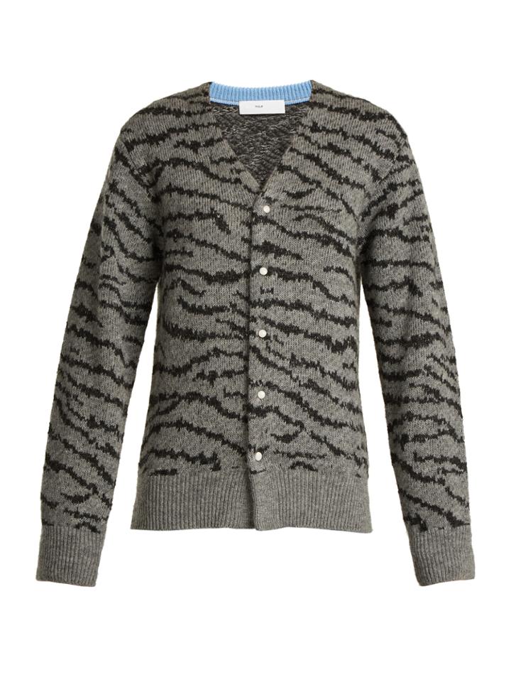 Toga Animal-jacquard Wool-blend Cardigan