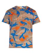 Matchesfashion.com Valentino - Camouflage Print Cotton T Shirt - Mens - Orange Multi