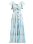 Matchesfashion.com Innika Choo - Alotta Gd Tiered Maxi Dress - Womens - Blue