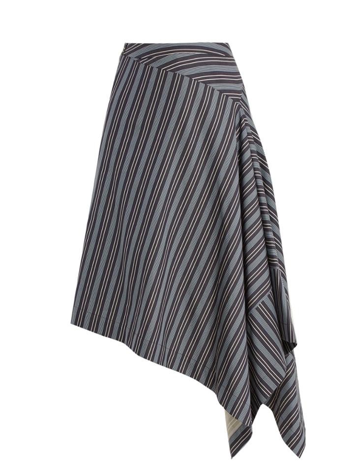 Palmer/harding Draped-front Striped Cotton-blend Skirt