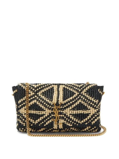 Matchesfashion.com Saint Laurent - Kate Medium Raffia Cross Body Bag - Womens - Black White