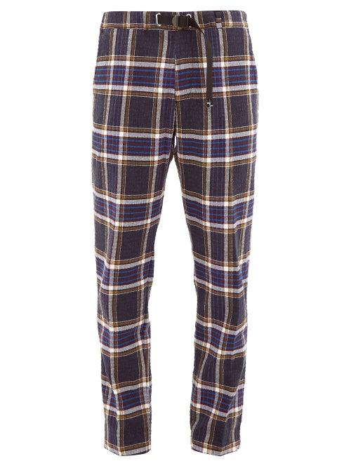 Matchesfashion.com White Sand - Buckled Checked Cotton Blend Trousers - Mens - Black Multi