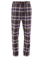 Matchesfashion.com White Sand - Buckled Checked Cotton Blend Trousers - Mens - Black Multi