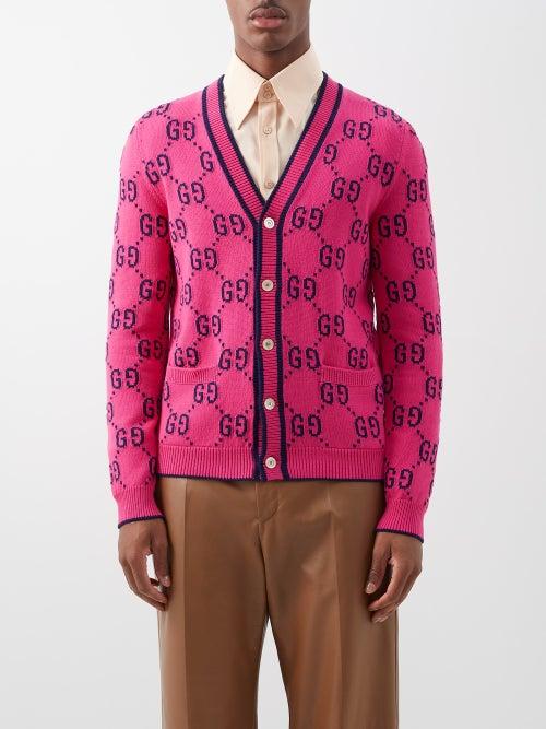 Gucci - Gg-jacquard Cotton Cardigan - Mens - Blue Multi