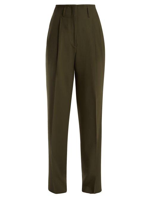 Matchesfashion.com Etro - Jade Wide Leg Wool Blend Trousers - Womens - Green