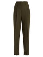 Matchesfashion.com Etro - Jade Wide Leg Wool Blend Trousers - Womens - Green