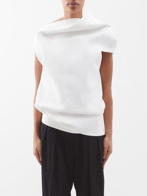 Issey Miyake - Torso Draped Jersey Top - Womens - White