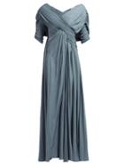 Matchesfashion.com Lanvin - Gathered Voile Gown - Womens - Light Blue
