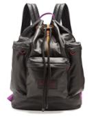 Ami Porter Contrast-trim Leather Backpack