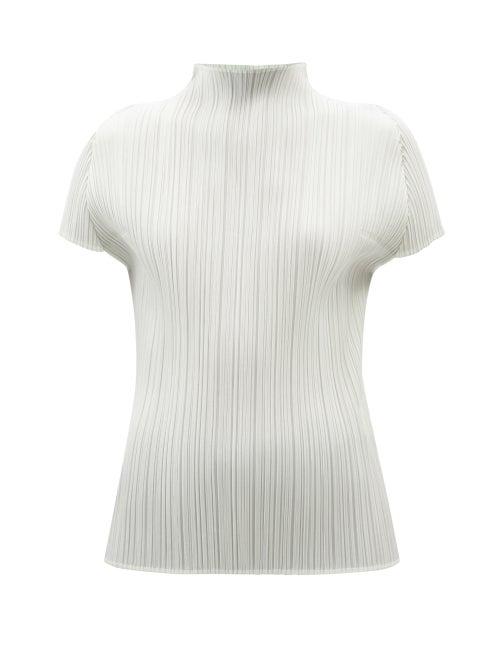 Ladies Rtw Pleats Please Issey Miyake - Bouquet Colors Technical-pleated Top - Womens - White