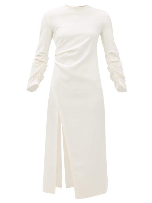 Matchesfashion.com A.w.a.k.e. Mode - Gathered Side-slit Crepe Dress - Womens - Ivory