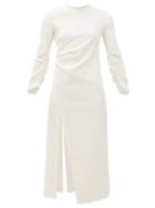Matchesfashion.com A.w.a.k.e. Mode - Gathered Side-slit Crepe Dress - Womens - Ivory