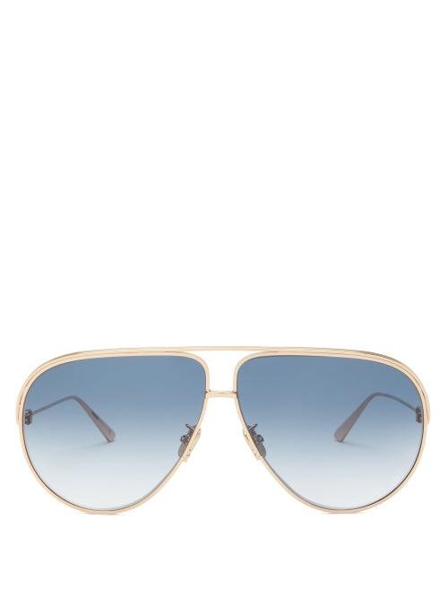 Matchesfashion.com Dior - Everdior Aviator Metal Sunglasses - Womens - Blue Gold