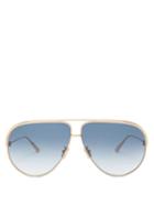 Matchesfashion.com Dior - Everdior Aviator Metal Sunglasses - Womens - Blue Gold