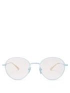 Matchesfashion.com Gucci - Oval Frame Metal Glasses - Womens - Light Blue