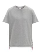 Matchesfashion.com Thom Browne - Back-stripe Cotton-piqu T-shirt - Mens - Light Grey