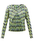 Pleats Please Issey Miyake - Lull Geometric-print Technical-pleated Cardigan - Womens - Yellow