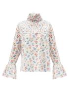 Matchesfashion.com Horror Vacui - Quinton Floral-printed Cotton-poplin Blouse - Womens - White Print