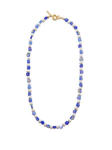 Liou - Corinna Pearl, Glass & Gold-plated Necklace - Mens - Blue