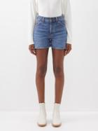 Chlo - Logo-embroidered High-rise Denim Shorts - Womens - Denim