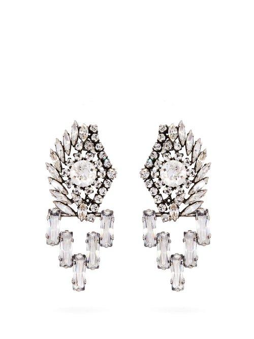 Matchesfashion.com Sonia Rykiel - Crystal Embellished Drop Earrings - Womens - Silver