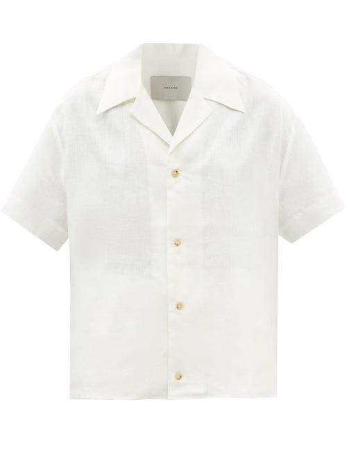 Ladies Lingerie Asceno - Prague Short-sleeved Organic-linen Shirt - Womens - Yellow