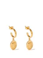 Hermina Athens - Hygieia Coin-charm Gold-plated Hoop Earrings - Womens - Gold