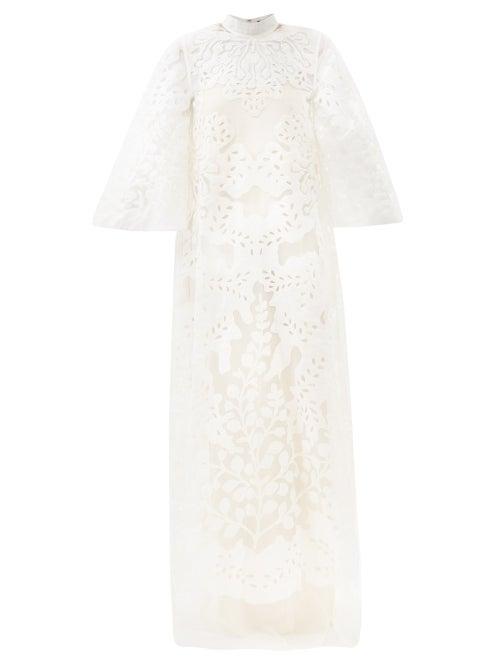 Biyan - Floral-appliqu Tulle Gown - Womens - White