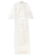 Biyan - Floral-appliqu Tulle Gown - Womens - White