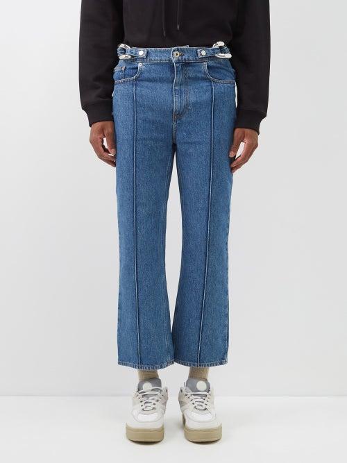 Jw Anderson - Chain Link Cropped Slim-leg Jeans - Mens - Light Blue