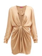 Matchesfashion.com Gauge81 - Shibu V-neck Satin Mini Dress - Womens - Bronze