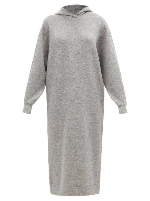 Raey - Hooded Cashmere-blend Sweatshirt Dress - Womens - Light Grey