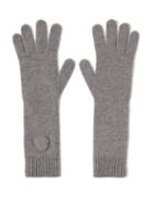 Moncler - Logo-patch Wool-blend Gloves - Womens - Grey