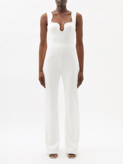 Galvan - Barcelona Scalloped Jersey Jumpsuit - Womens - White