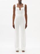 Galvan - Barcelona Scalloped Jersey Jumpsuit - Womens - White