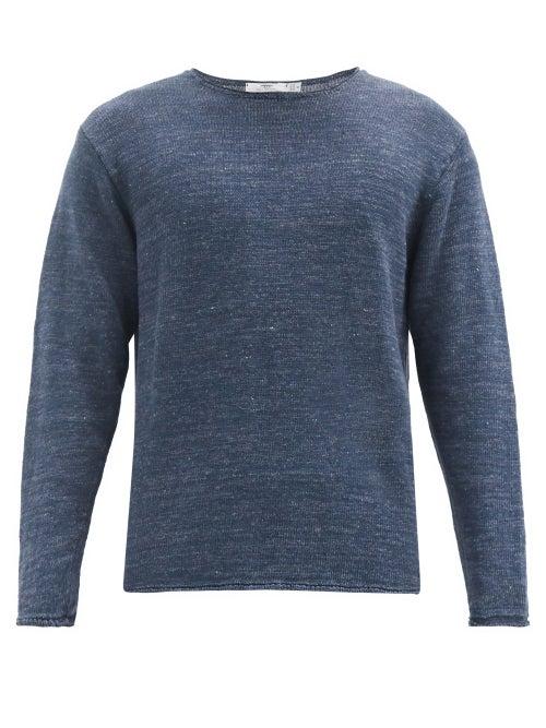 Matchesfashion.com Inis Mein - Crew-neck Knitted-linen Sweater - Mens - Navy