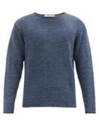 Matchesfashion.com Inis Mein - Crew-neck Knitted-linen Sweater - Mens - Navy