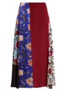 Diane Von Furstenberg Contrast-panel Multi-print Silk-satin Skirt