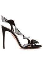 Matchesfashion.com Aquazzura - Ruffle 105 Crystal Embellished Suede Sandals - Womens - Black