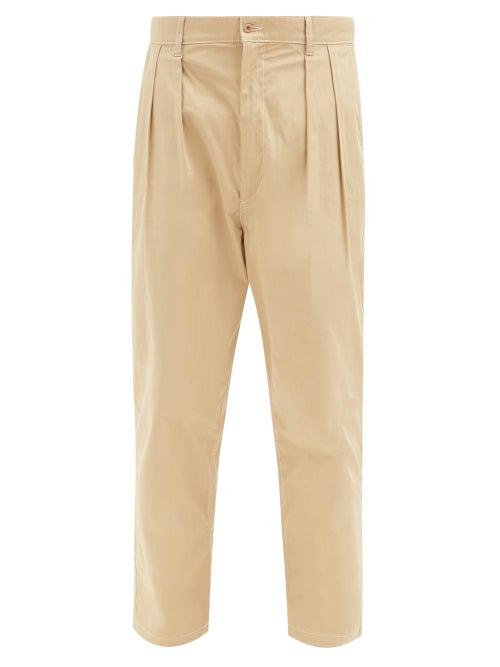 Matchesfashion.com Maison Kitsun - High-rise Pleated Twill Trousers - Mens - Beige