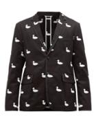 Matchesfashion.com Thom Browne - Duck Embroidered Cotton Twill Blazer - Mens - Black