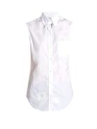 Matchesfashion.com Thom Browne - Sleeveless Button Down Collar Cotton Poplin Shirt - Womens - White