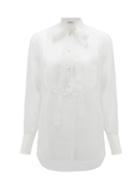 Matchesfashion.com Valentino - Tie-neck Bib-front Silk-organza Blouse - Womens - White