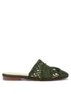 Ladies Shoes Zyne - Raffy I Raffia Backless Loafers - Womens - Dark Green