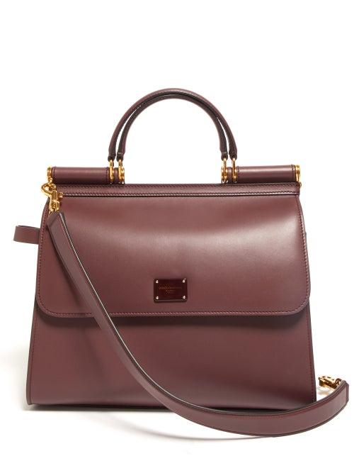 Matchesfashion.com Dolce & Gabbana - Sicily Large Leather Bag - Womens - Burgundy Multi