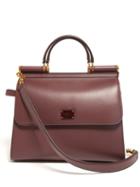 Matchesfashion.com Dolce & Gabbana - Sicily Large Leather Bag - Womens - Burgundy Multi