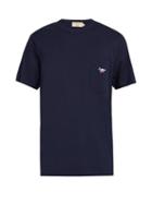 Matchesfashion.com Maison Kitsun - Tricolour Fox Patch Crew Neck Cotton T Shirt - Mens - Navy