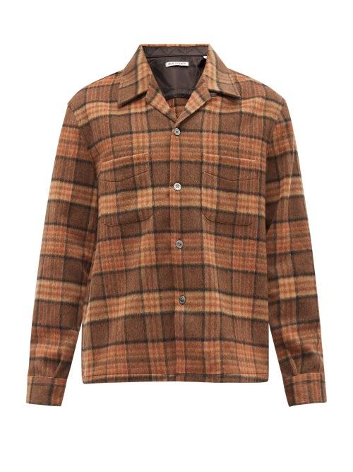 Our Legacy - Heusen Plaid Wool-blend Shirt - Mens - Brown